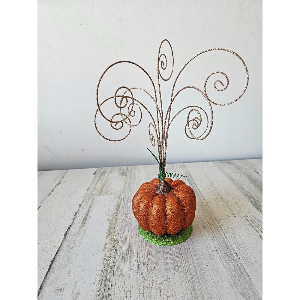 Pier 1 glitter pumpkin ornament holder tree fall Thanksgiving centerpiece‎ rare